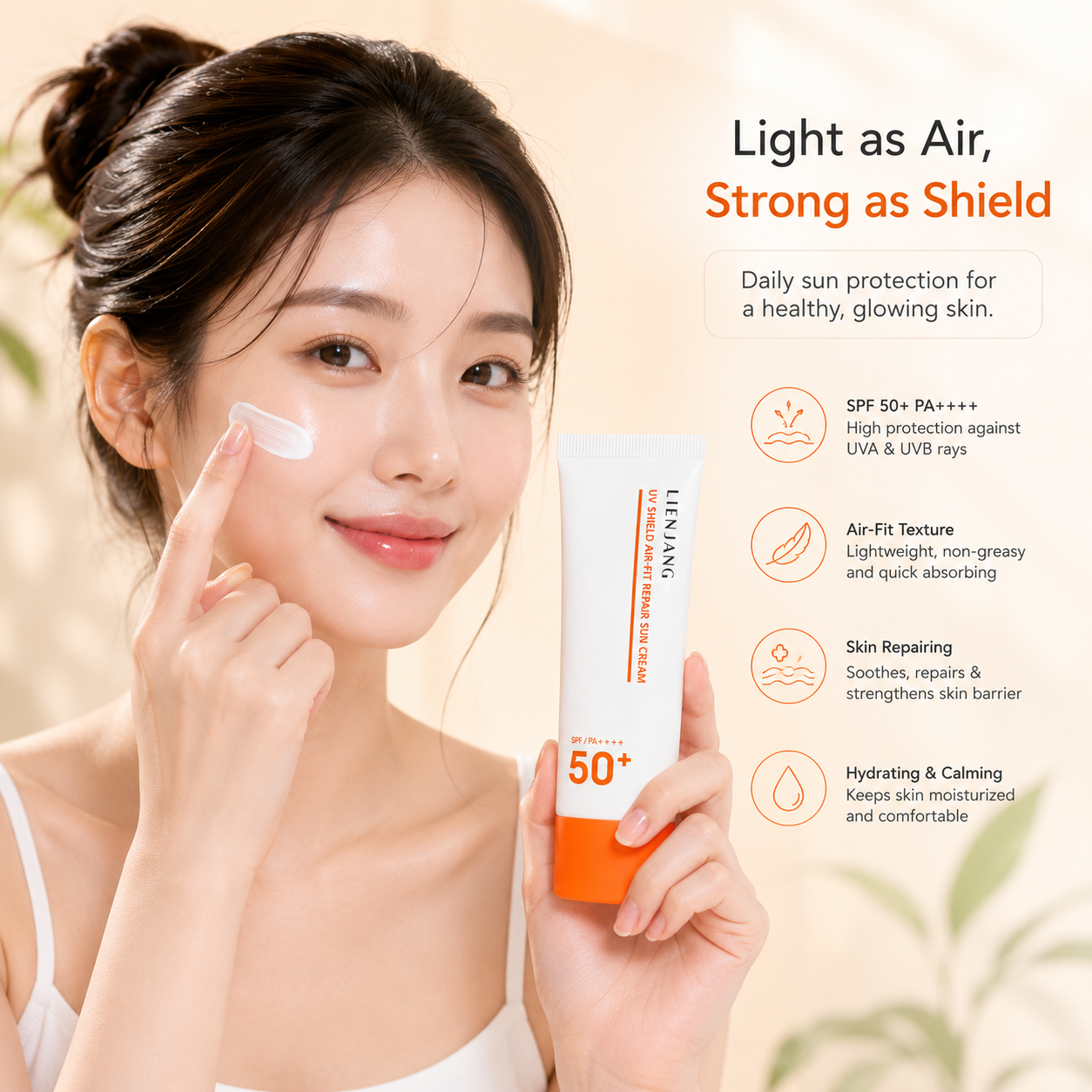 Lienjang UV Shield Air Fit Repair Sun Cream SPF50 PA++++ - Image 2